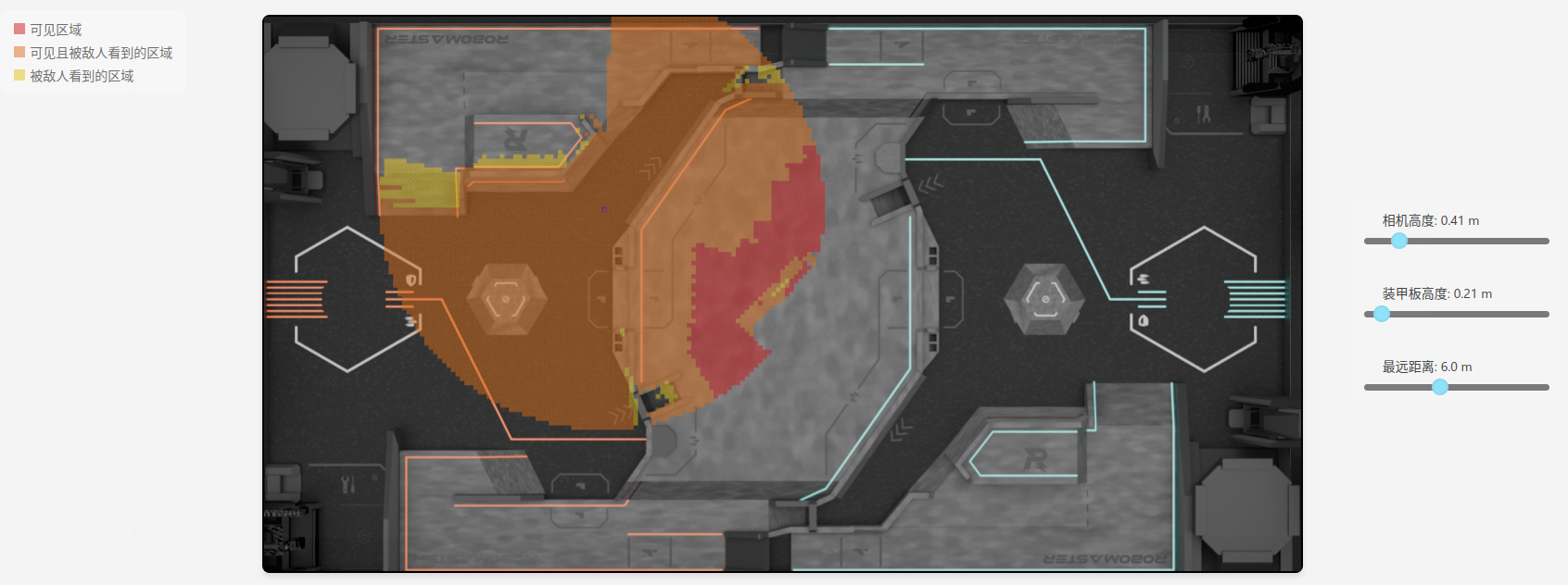 Visibility-aware waypoint scoring on the arena map